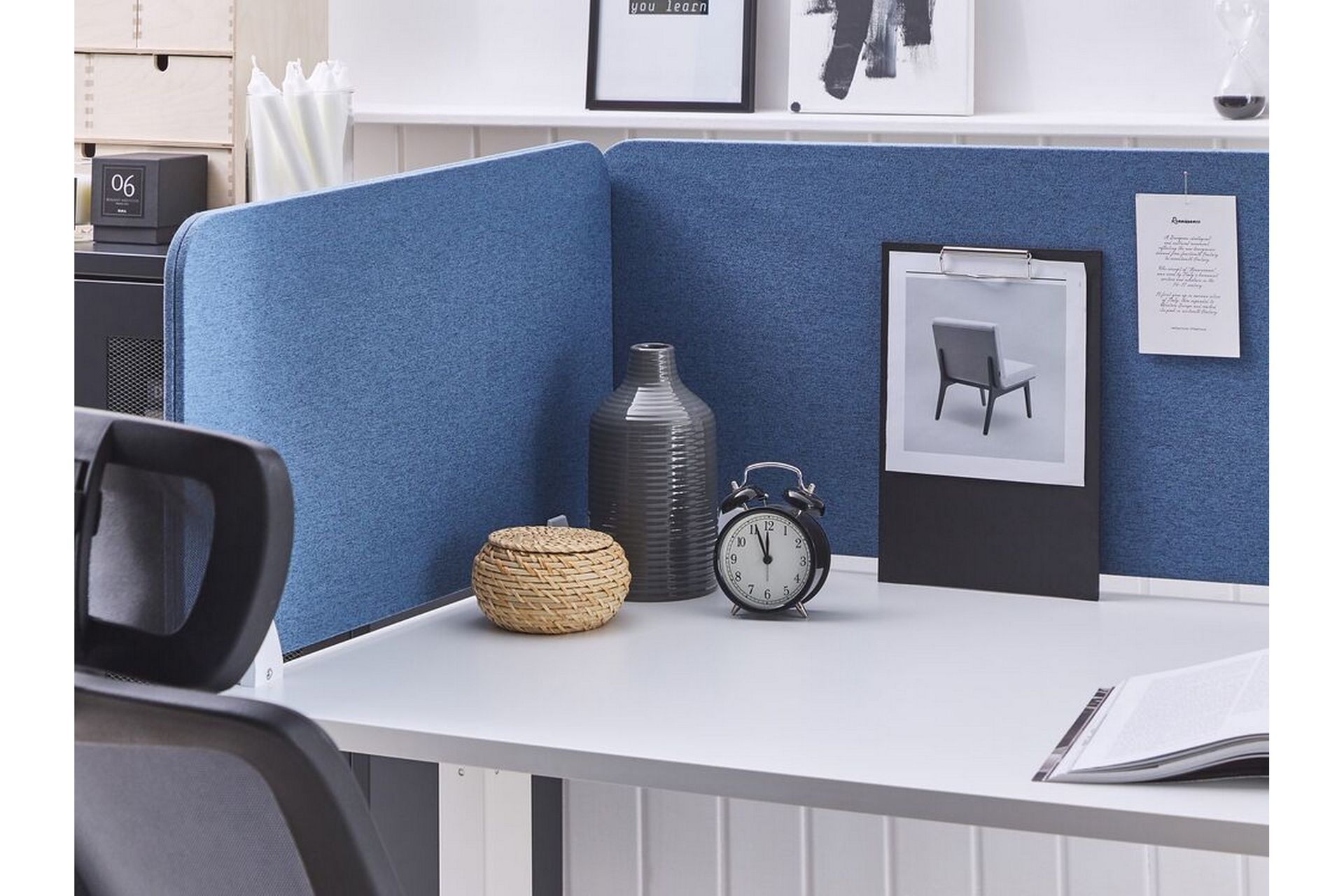 Skjold til skrivebord 160 x 40 cm blå WALLY - Blå - Innredning - Romdelere - Avskjerming skrivebord
