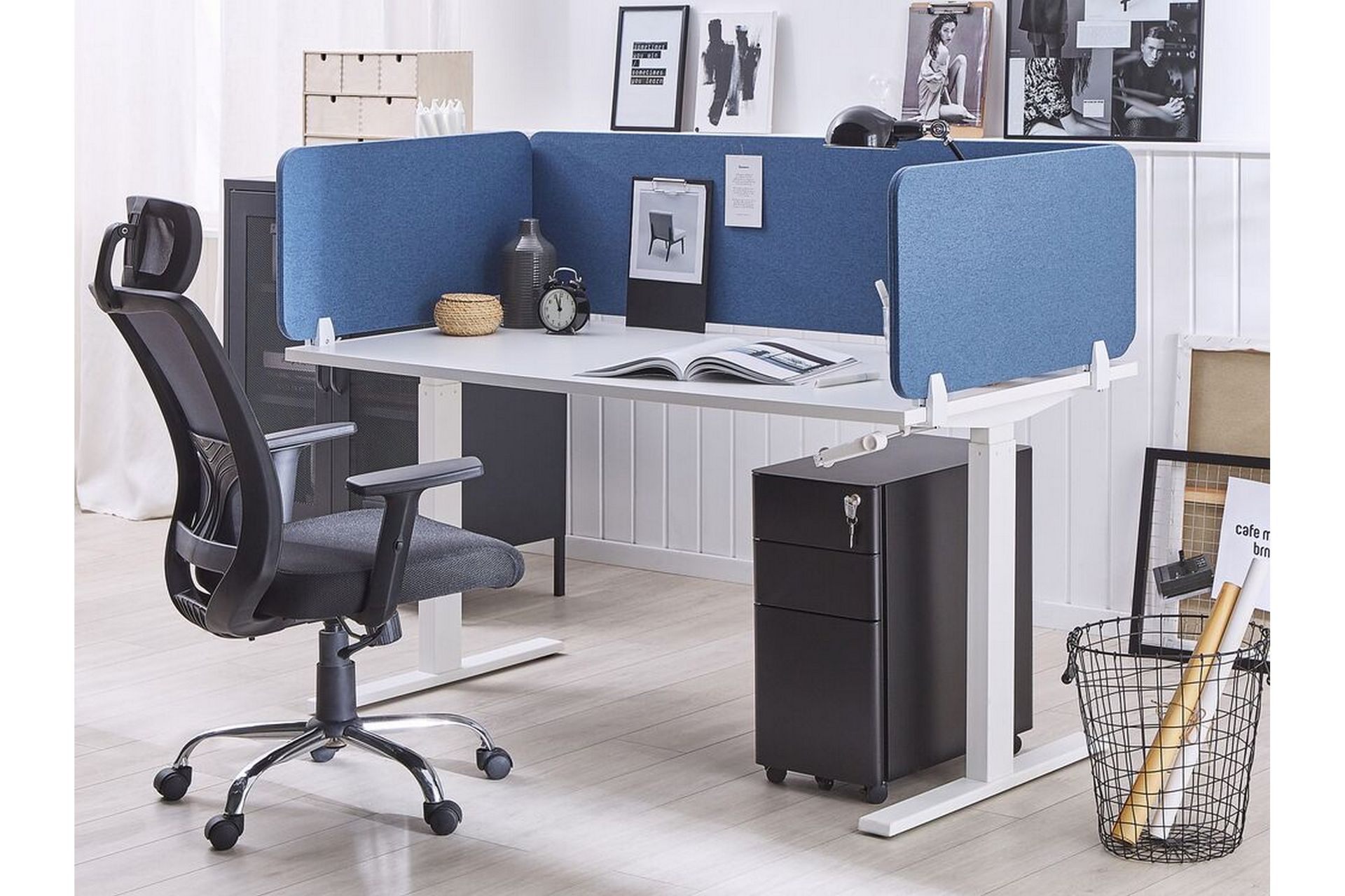 Skjold til skrivebord 160 x 40 cm blå WALLY - Blå - Innredning - Romdelere - Avskjerming skrivebord