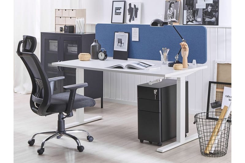 Skjold til skrivebord 160 x 40 cm blå WALLY - Blå - Innredning - Romdelere - Avskjerming skrivebord