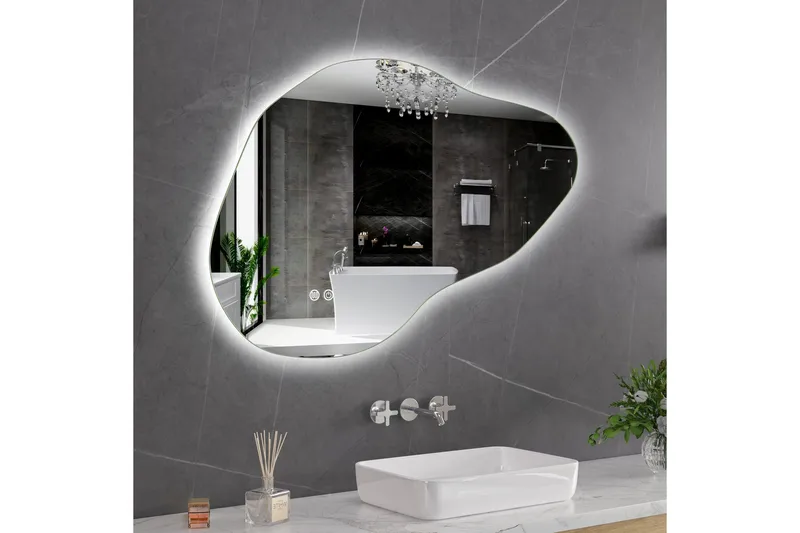 Baderomsspeil 100x65 cm med LED-belysning og anti-dugg - Innredning - Speil - Veggspeil