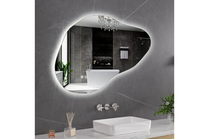 Baderomsspeil 100x65 cm med LED-belysning og anti-dugg - Innredning - Speil - Veggspeil