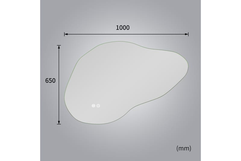 Baderomsspeil 100x65 cm med LED-belysning og anti-dugg - Innredning - Speil - Veggspeil