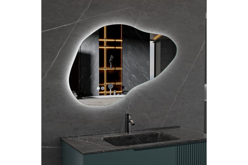 Baderomsspeil 90x60 cm med LED-belysning og anti-dugg - Innredning - Speil - Veggspeil