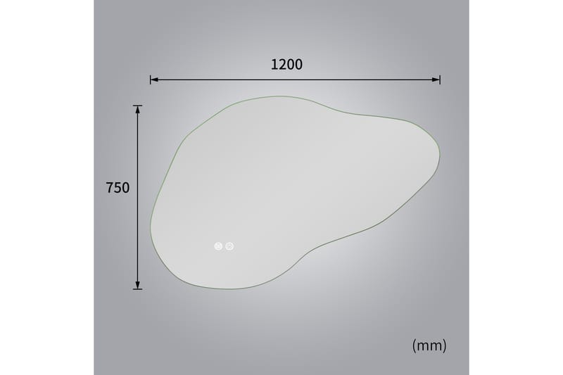 Baderomsspeil 90x60 cm med LED-belysning og anti-dugg - Innredning - Speil - Veggspeil