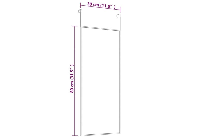 beBasic Dørspeil gull 30x80 cm glass og aluminium - Gull - Innredning - Speil - Dørspeil