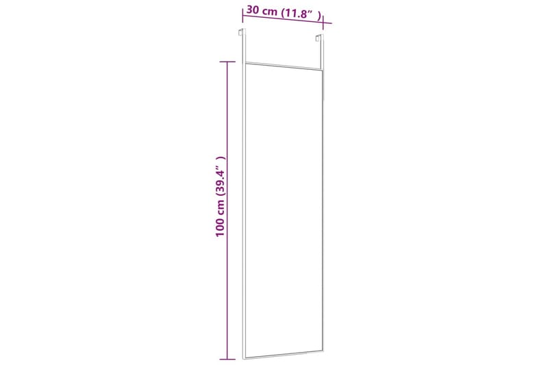 beBasic Dørspeil svart 30x100 cm glass og aluminium - Svart - Dørspeil