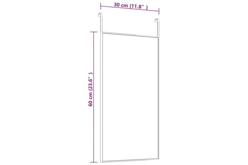 beBasic Dørspeil svart 30x60 cm glass og aluminium - Svart - Dørspeil