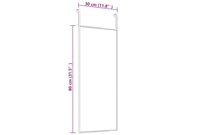 beBasic Dørspeil svart 30x80 cm glass og aluminium - Svart - Dørspeil