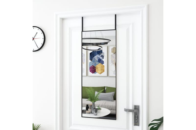beBasic Dørspeil svart 40x100 cm glass og aluminium - Svart - Dørspeil