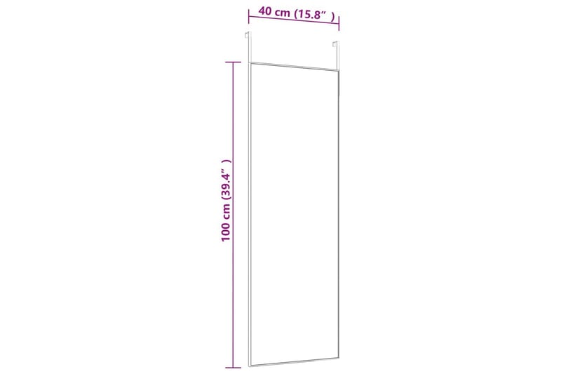 beBasic Dørspeil svart 40x100 cm glass og aluminium - Svart - Innredning - Speil - Dørspeil