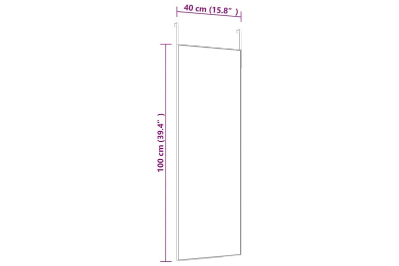 beBasic Dørspeil svart 40x100 cm glass og aluminium - Svart - Dørspeil