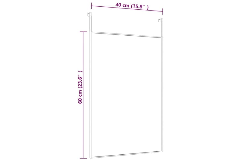 beBasic Dørspeil svart 40x60 cm glass og aluminium - Svart - Innredning - Speil - Dørspeil