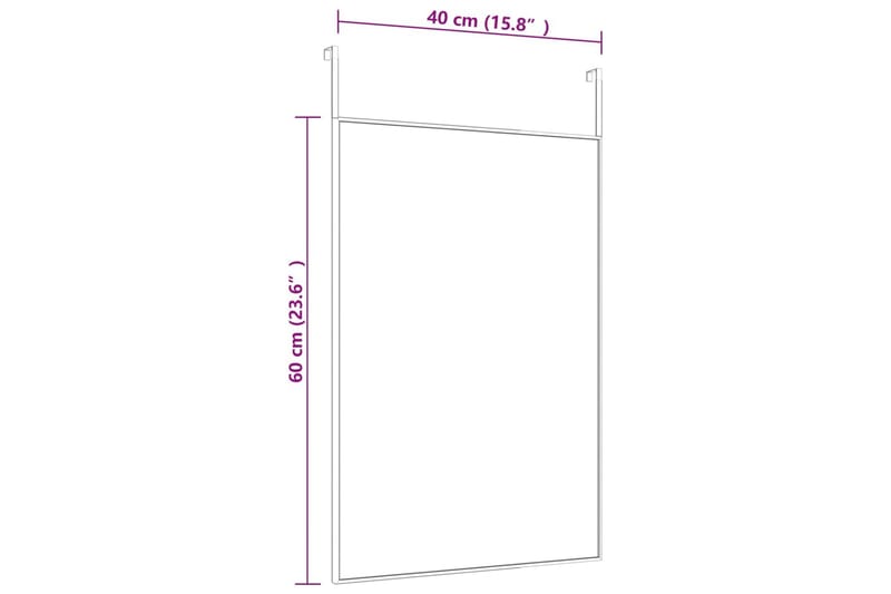 beBasic Dørspeil svart 40x60 cm glass og aluminium - Svart - Dørspeil