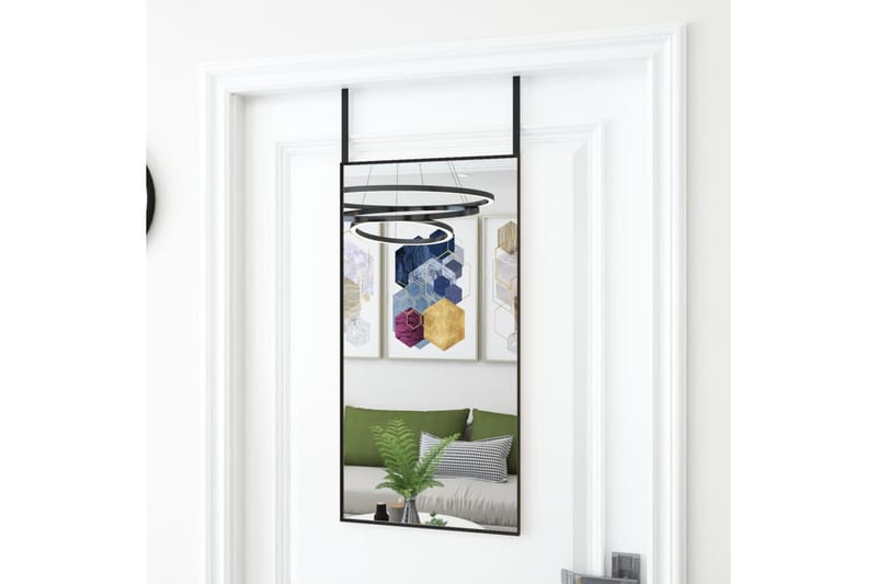 beBasic Dørspeil svart 40x80 cm glass og aluminium - Svart - Dørspeil