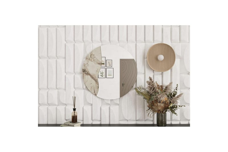 Buhem Vegghengt Speil Rund 60 cm - Beige - Innredning - Speil - Veggspeil