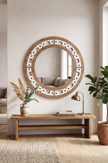 Dekorativt speil i tre Homitis Armona speil (Ø58 cm) wenge - Innredning - Speil - Veggspeil