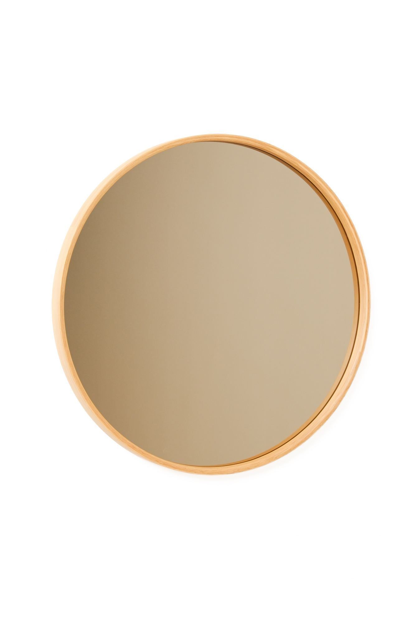 Dekorativt speil Wallxpert Circle (50 x 50 x 4 cm) eik - Hvit ramme med eikedetaljer