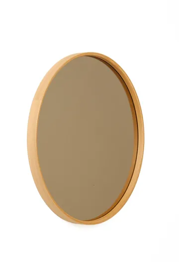 Dekorativt speil Wallxpert Circle (80 x 80 x 4 cm) Eik - Hvitt speil med eikedetaljer - Innredning - Speil - Veggspeil