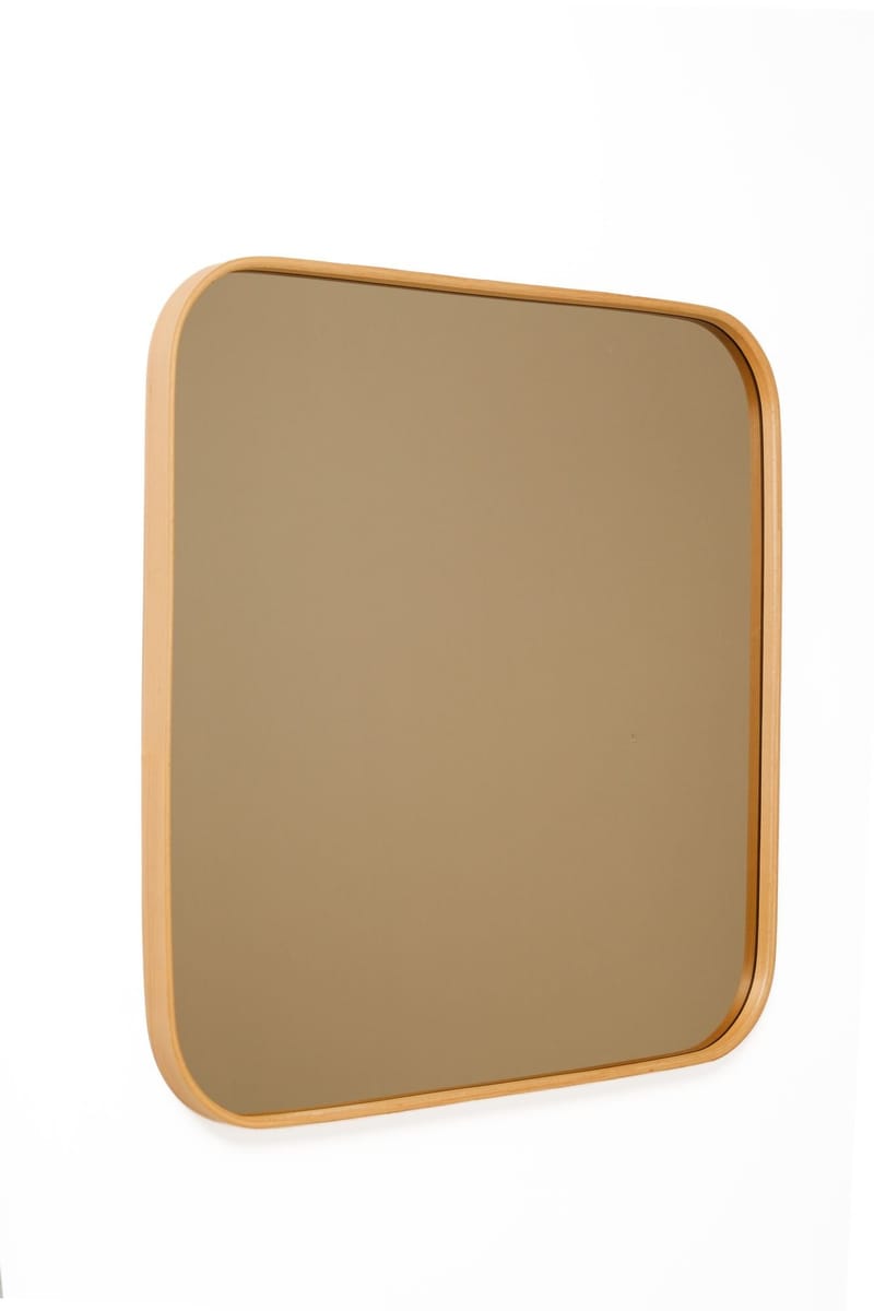 Dekorativt speil Wallxpert Square (50 x 50 x 4 cm) Eik - Hvit ramme med eikedetaljer - Innredning - Speil - Veggspeil