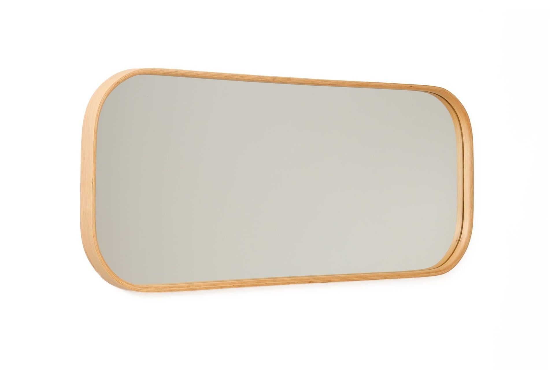 Dekorativt speil Wallxpert Zaha (103 x 42 x 4 cm) Eik - Hvit ramme med eikedetaljer