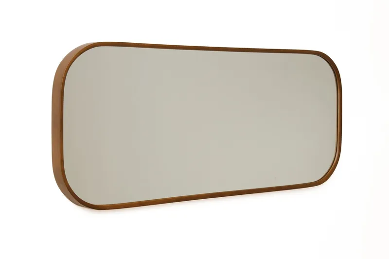 Dekorativt speil Wallxpert Zaha (103 x 42 x 4 cm) Valnøtt - Hvit ramme med valnøttdetaljer - Innredning - Speil - Veggspeil