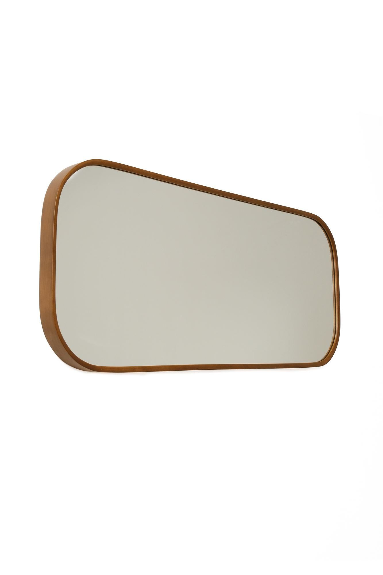 Dekorativt speil Wallxpert Zaha (103 x 42 x 4 cm) Valnøtt - Hvit ramme med valnøttdetaljer