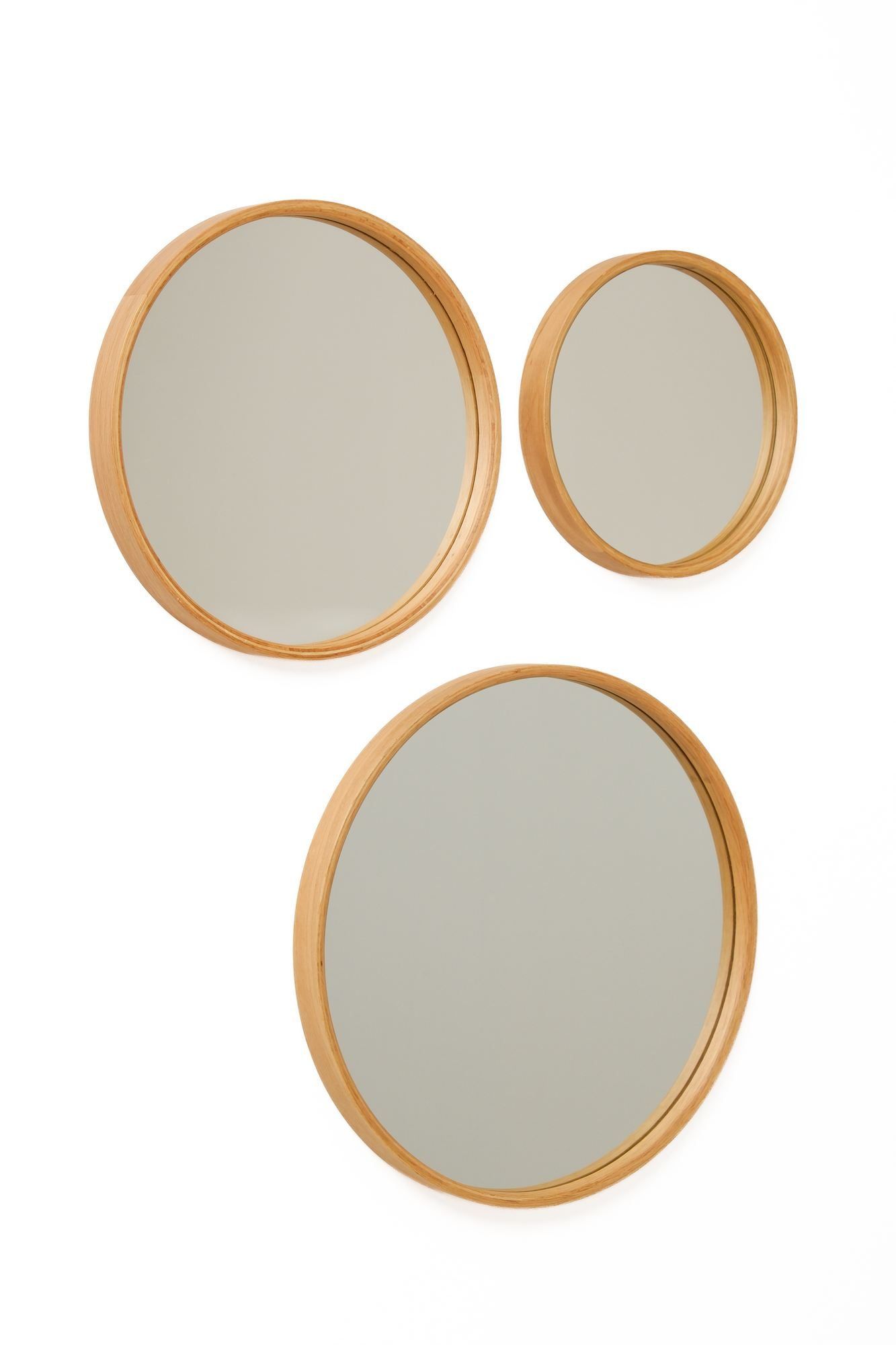 Dekorativt speilsett (3 deler) Wallxpert Circle (50 x 50 x 4 cm) eik - Eik
