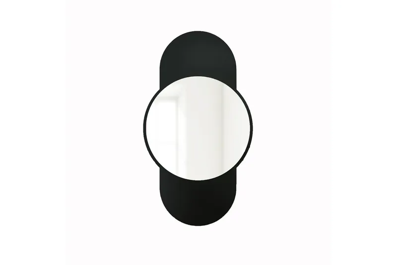Ewelina Vegghengt Speil Rund 60 cm, Svart