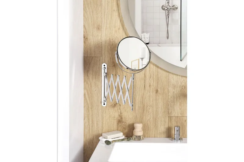 Förlängningsbar väggsminkspegel Beliani Yvelines Silver - Innredning - Speil - Sminkespeil