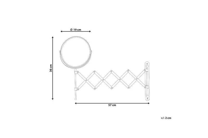 Förlängningsbar väggsminkspegel Beliani Yvelines Silver - Innredning - Speil - Sminkespeil
