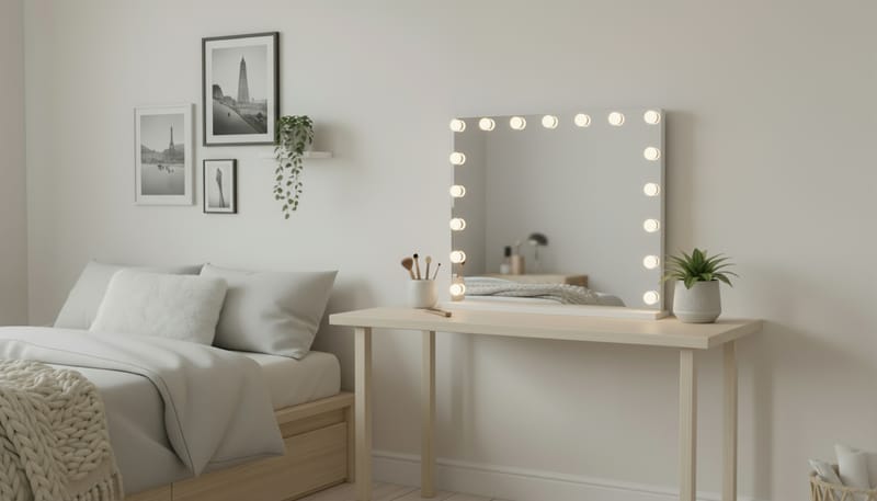 Glow Stor Sminkespeil 70 cm med belysning lamper - Hollywood speil med USB-lading - Hvit - Innredning - Speil - Sminkespeil