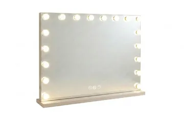 Glow Stort sminkespeil 80 cm med belysning og lamper – Hollywood-speil med USB-lading - Beige - Innredning - Speil - Speil med belysning