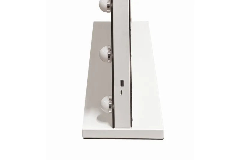Glow Stort sminkespeil 80 cm med belysning og lamper – Hollywood-speil med USB-lading - Hvit - Innredning - Speil - Speil med belysning