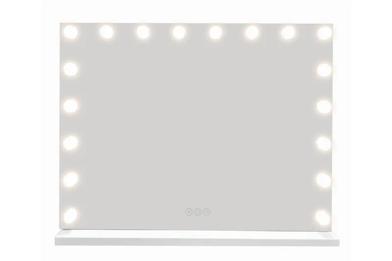 Glow Stort sminkespeil 80 cm med belysning og lamper – Hollywood-speil med USB-lading - Hvit - Innredning - Speil - Speil med belysning