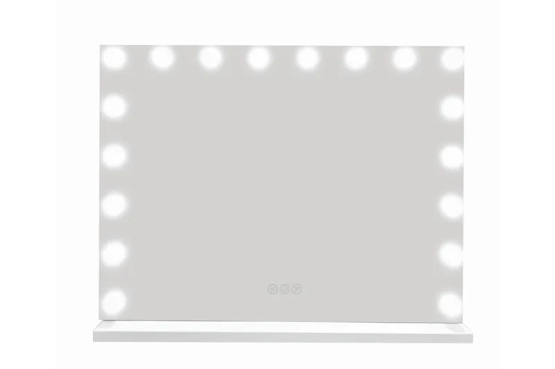 Glow Stort sminkespeil 80 cm med belysning og lamper – Hollywood-speil med USB-lading - Hvit - Innredning - Speil - Speil med belysning