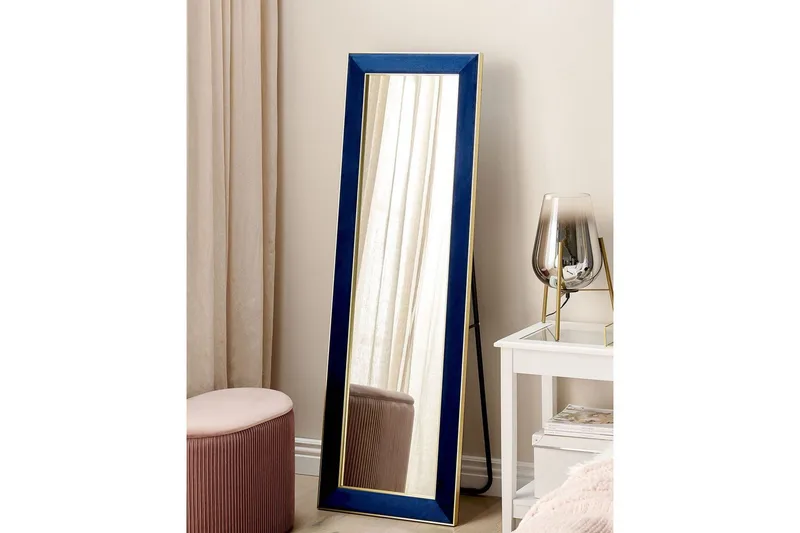 Golvspegel Beliani Lautrec Blå/guld blue||GOLD - Innredning - Speil - Helkroppsspeil