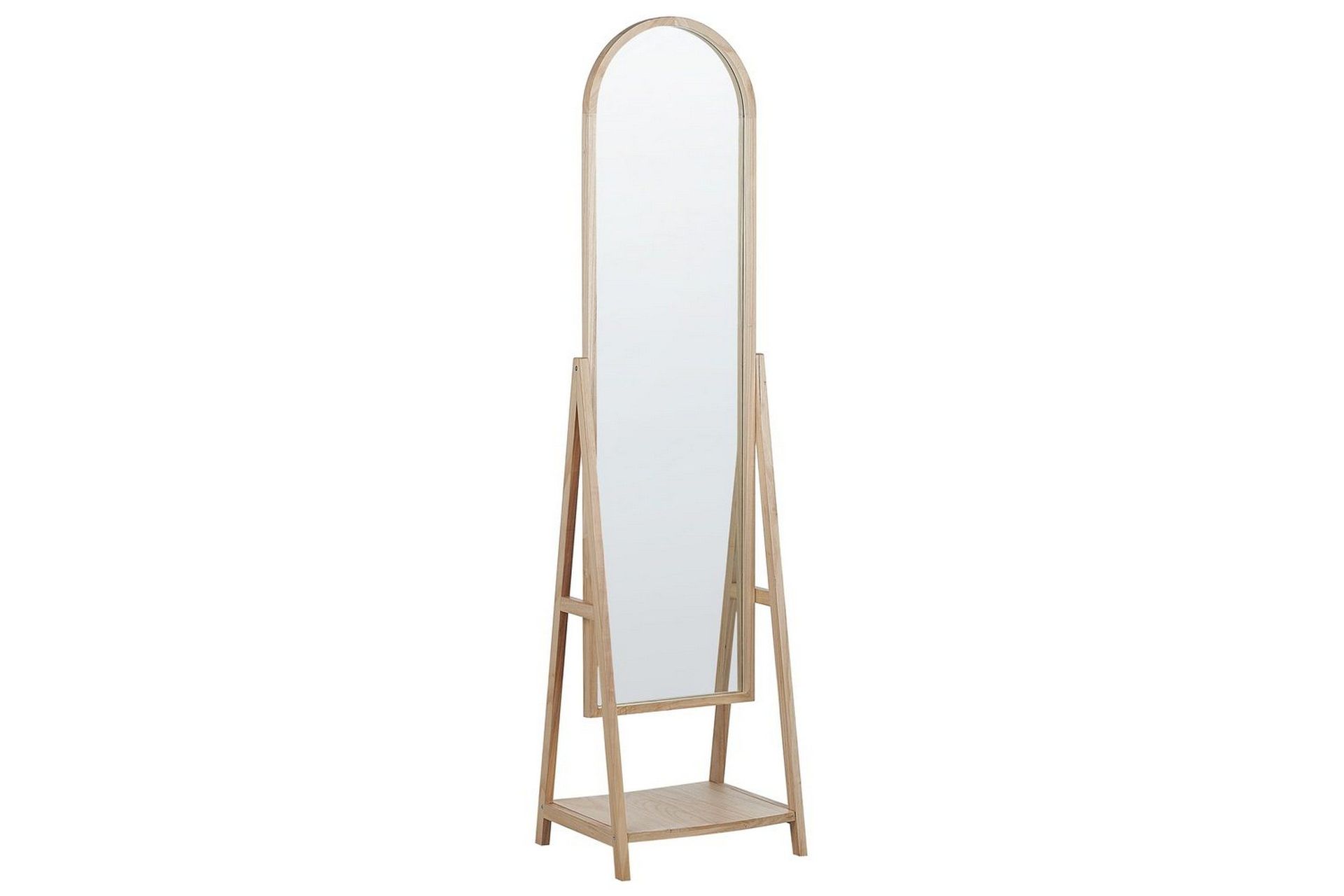 Golvspegel med hylla Beliani Chambery Light colored wood -