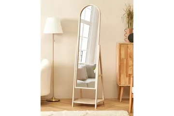 Golvspegel med hylla Beliani Chambery Light colored wood - Innredning - Speil - Helkroppsspeil