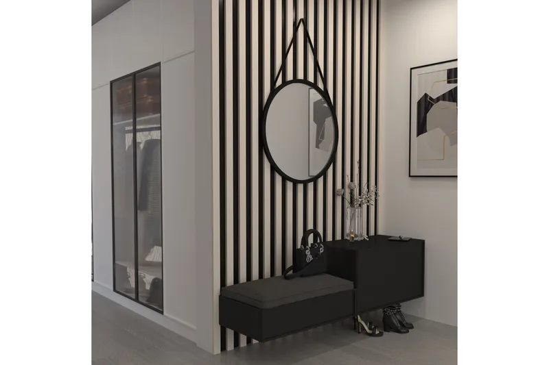 Grace Vegghengt Speil 60 cm, Svart