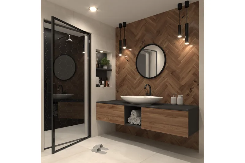 Grace Vegghengt Speil 60 cm, Svart