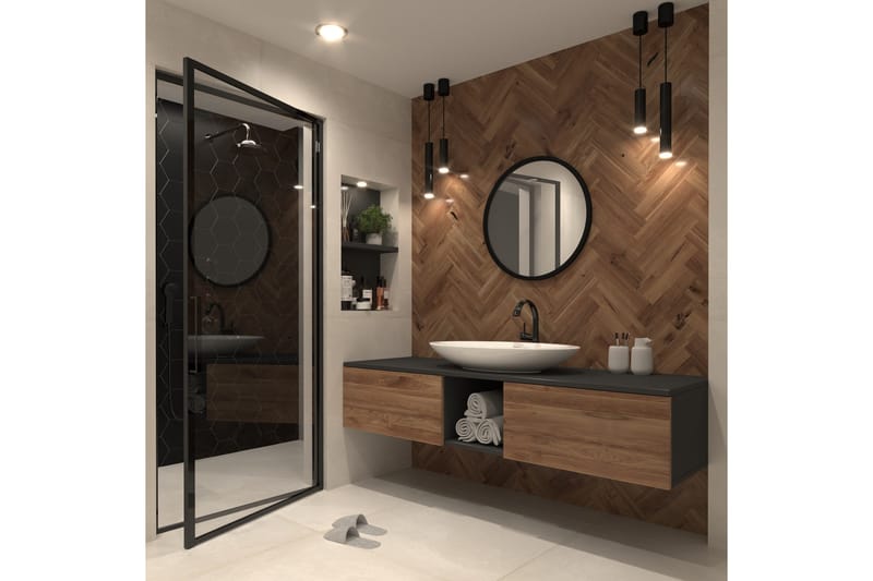 Grace Vegghengt Speil 60 cm, Svart