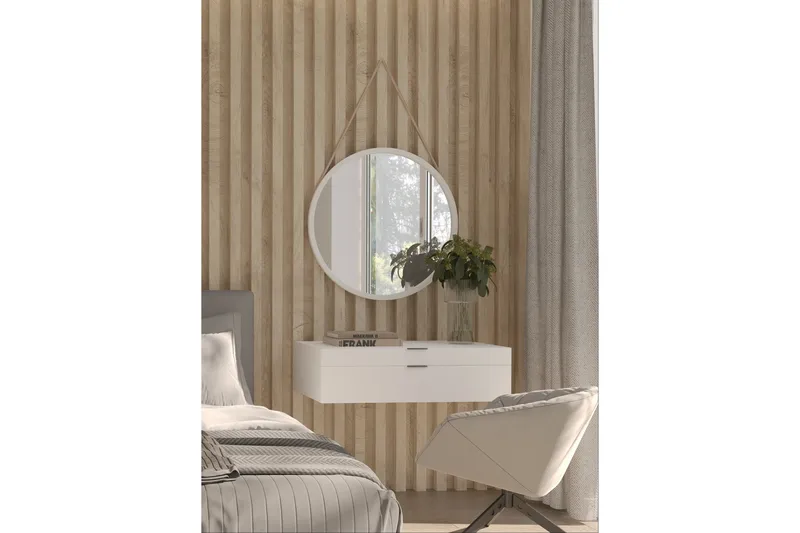 Grace Vegghengt Speil Rund 60 cm, Hvit