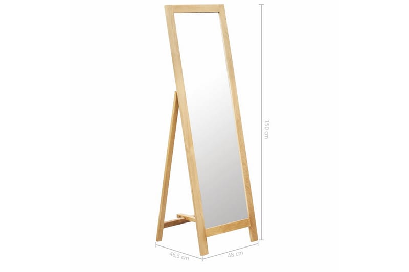 Frittstående speil 48x46,5x150 cm heltre eik - Gulvspeil - Helkroppsspeil