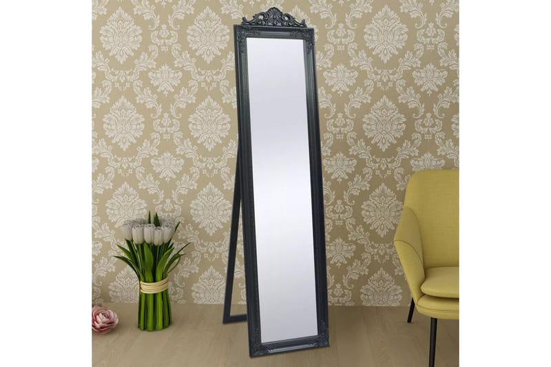 Frittstående speil barokkstil 160x40 cm svart - Innredning - Speil - Gulvspeil
