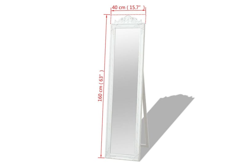 Frittstående speil barokstil 160x40 cm hvit - Innredning - Speil - Gulvspeil
