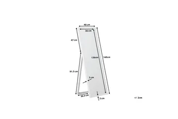 Torcy Speil 40 cm - Hvit - Innredning - Speil - Gulvspeil