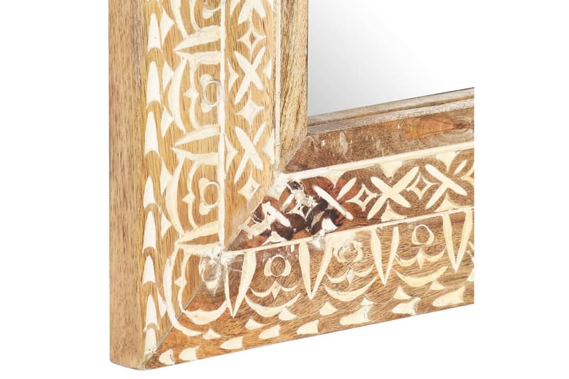 Håndskåret speil 110x50x11 cm heltre mango - Brun - Innredning - Speil - Veggspeil