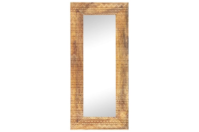 Håndskåret speil 110x50x11 cm heltre mango - Brun - Innredning - Speil - Veggspeil