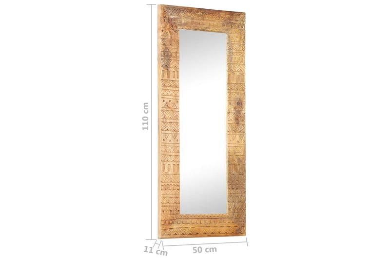 Håndskåret speil 110x50x11 cm heltre mango - Brun - Innredning - Speil - Veggspeil
