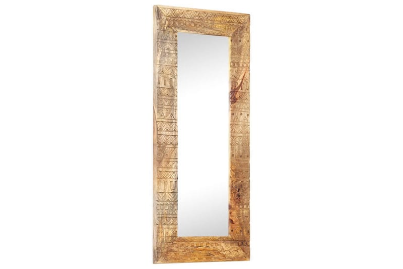 Håndskåret speil 110x50x11 cm heltre mango - Brun - Innredning - Speil - Veggspeil